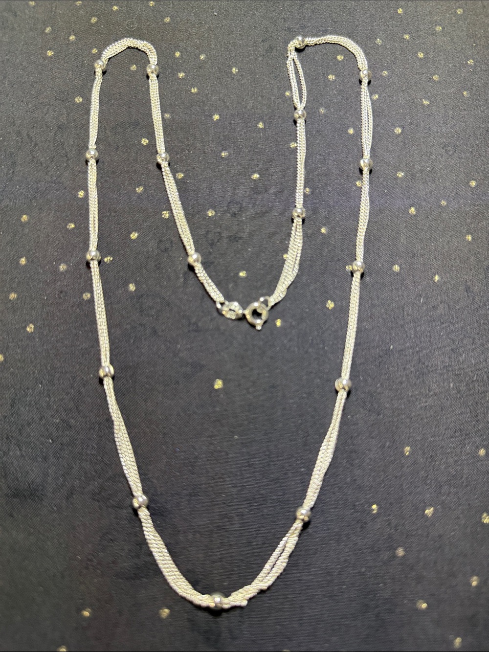 Delicate Sterling Bead Station Necklace - Silver IBB CN